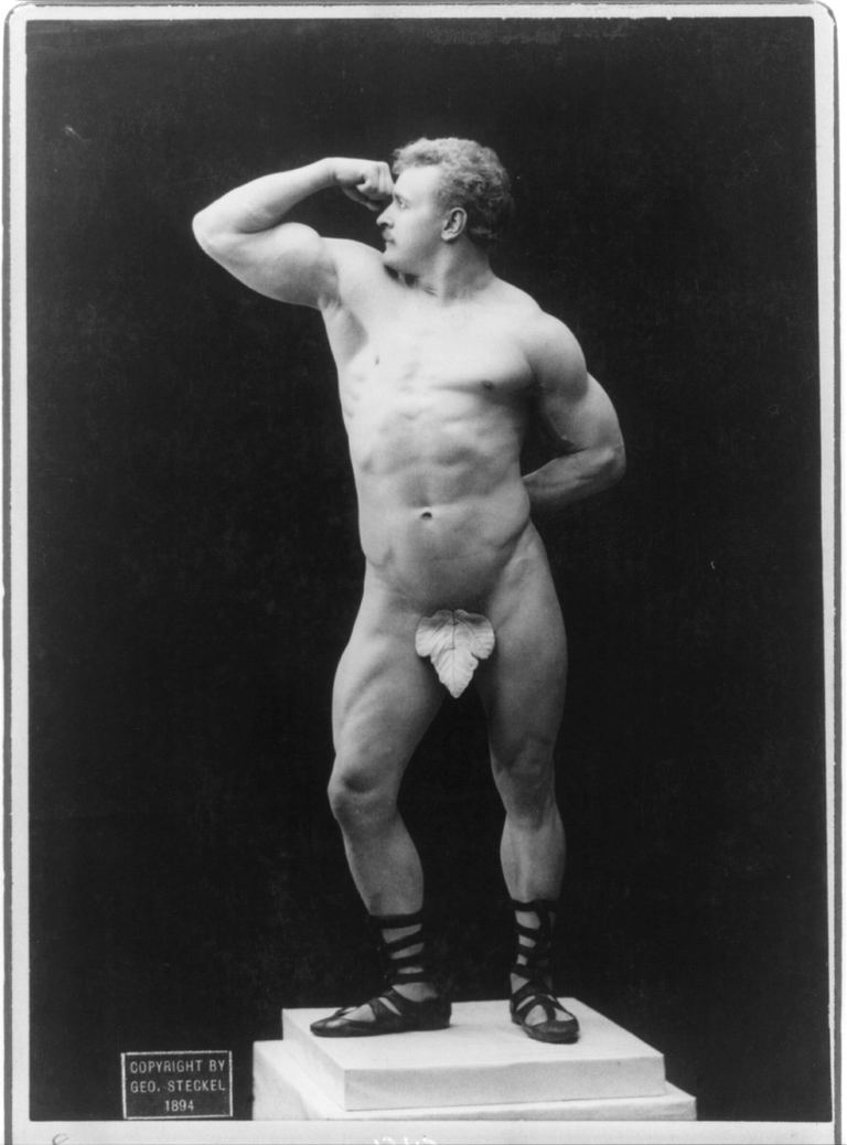 Eugen Sandow posing, photographic print from 1894